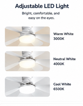 Modern Ceiling Fan with LED Light & Remote Control