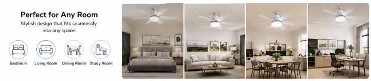 Modern Ceiling Fan with LED Light & Remote Control